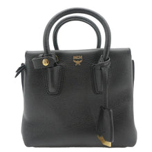 Load image into Gallery viewer, MCM Milla Mini Grained Calfskin Leather Tote Shoulder Bag Black