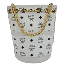 Load image into Gallery viewer, MCM Aren Mini Visetos Canvas Chain Backpack White