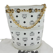 Load image into Gallery viewer, MCM Aren Mini Visetos Canvas Chain Backpack White
