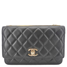 Load image into Gallery viewer, CHANEL Trendy CC Quilted Leather Wallet On Chain Crossbody Bag Black