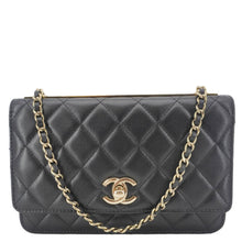Load image into Gallery viewer, CHANEL Trendy CC Quilted Leather Wallet On Chain Crossbody Bag Black