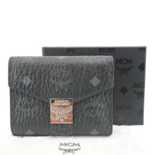 Load image into Gallery viewer, MCM Patricia Three Fold Visetos Monogram Canvas Wallet Black