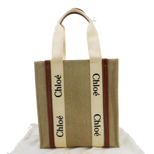 Load image into Gallery viewer, CHLOE Woody Striped Canvas Tote Bag Beige
