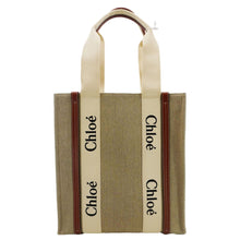 Load image into Gallery viewer, CHLOE Woody Striped Canvas Tote Bag Beige
