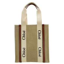 Load image into Gallery viewer, CHLOE Woody Striped Canvas Tote Bag Beige