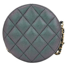 Load image into Gallery viewer, CHANEL Round Quilted Iridescent Caviar Leather Clutch Crossbody Bag Green