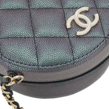 Load image into Gallery viewer, CHANEL Round Quilted Iridescent Caviar Leather Clutch Crossbody Bag Green