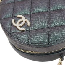 Load image into Gallery viewer, CHANEL Round Quilted Iridescent Caviar Leather Clutch Crossbody Bag Green