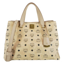 Load image into Gallery viewer, MCM Essential Large Visetos Monogram Print Tote Bag Cream