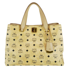Load image into Gallery viewer, MCM Essential Large Visetos Monogram Print Tote Bag Cream