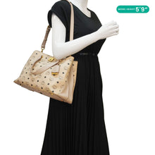 Load image into Gallery viewer, MCM Essential Large Visetos Monogram Print Tote Bag Cream