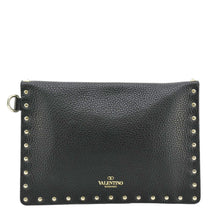 Load image into Gallery viewer, VALENTINO Rockstud V-Flap Leather Wristlet Black