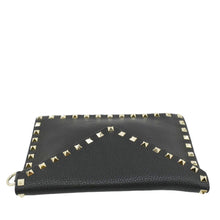 Load image into Gallery viewer, VALENTINO Rockstud V-Flap Leather Wristlet Black