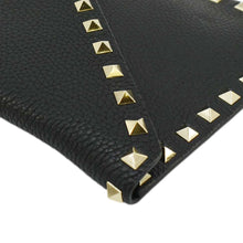 Load image into Gallery viewer, VALENTINO Rockstud V-Flap Leather Wristlet Black