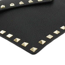 Load image into Gallery viewer, VALENTINO Rockstud V-Flap Leather Wristlet Black