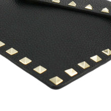 Load image into Gallery viewer, VALENTINO Rockstud V-Flap Leather Wristlet Black