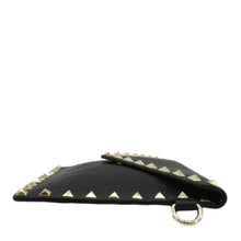 Load image into Gallery viewer, VALENTINO Rockstud V-Flap Leather Wristlet Black
