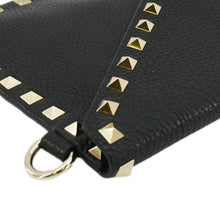 Load image into Gallery viewer, VALENTINO Rockstud V-Flap Leather Wristlet Black