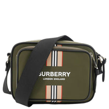 Load image into Gallery viewer, BURBERRY Top Striped Leather Crossbody Bag Green