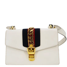 Load image into Gallery viewer, Gucci Sylvie Small Web Leather Shoulder Bag White 421882
