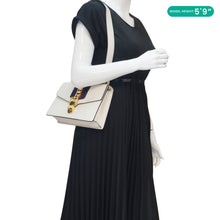 Load image into Gallery viewer, Gucci Sylvie Small Web Leather Shoulder Bag White 421882