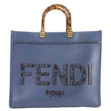 Load image into Gallery viewer, FENDI Sunshine Leather Crossbody Tote Bag Blue