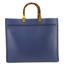 Load image into Gallery viewer, FENDI Sunshine Leather Crossbody Tote Bag Blue