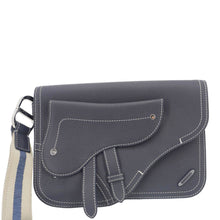 Load image into Gallery viewer, CHRISTIAN DIOR X KAWS Saddle Leather Wristlet Navy Blue.