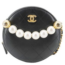 Load image into Gallery viewer, CHANEL Round Chic Pearls Quilted Leather Crossbody Bag Black