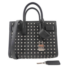 Load image into Gallery viewer, YVES SAINT LAURENT Studded Sac De jour Leather Shoulder Bag Black