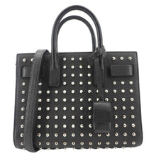 Load image into Gallery viewer, YVES SAINT LAURENT Studded Sac De jour Leather Shoulder Bag Black