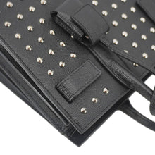 Load image into Gallery viewer, YVES SAINT LAURENT Studded Sac De jour Leather Shoulder Bag Black