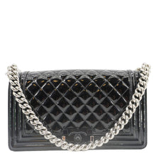 Load image into Gallery viewer, CHANEL Boy Flap Medium Plexiglass Patent Leather Crossbody Bag Black