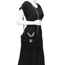 Load image into Gallery viewer, CHANEL Shearling 19 Flap Medium Sheepskin Shoulder Bag Black