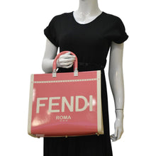Load image into Gallery viewer, FENDI Sunshine Medium Leather Crossbody Tote Bag Light Pink