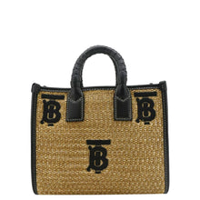 Load image into Gallery viewer, BURBERRY Freya Mini Raffia Tote Shoulder Bag Black