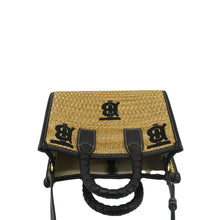 Load image into Gallery viewer, BURBERRY Freya Mini Raffia Tote Shoulder Bag Black