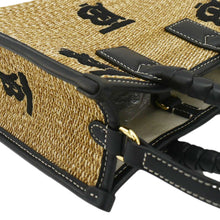 Load image into Gallery viewer, BURBERRY Freya Mini Raffia Tote Shoulder Bag Black
