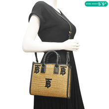Load image into Gallery viewer, BURBERRY Freya Mini Raffia Tote Shoulder Bag Black