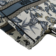 Load image into Gallery viewer, CHRISTIAN DIOR Book Butterfly Embroidered Canvas Tote Bag White