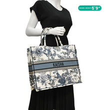 Load image into Gallery viewer, CHRISTIAN DIOR Book Butterfly Embroidered Canvas Tote Bag White