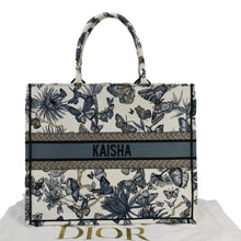 Load image into Gallery viewer, CHRISTIAN DIOR Book Butterfly Embroidered Canvas Tote Bag White