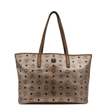 Load image into Gallery viewer, MCM Reversible Liz Medium Metallic Visetos Canvas Shopper Tote Bag Rose Gold