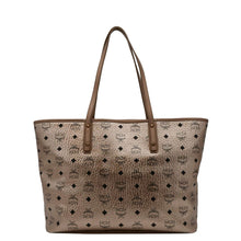 Load image into Gallery viewer, MCM Reversible Liz Medium Metallic Visetos Canvas Shopper Tote Bag Rose Gold