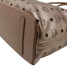 Load image into Gallery viewer, MCM Reversible Liz Medium Metallic Visetos Canvas Shopper Tote Bag Rose Gold