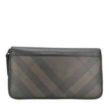 Load image into Gallery viewer, BURBERRY Check Canvas Zip Around Wallet Grey