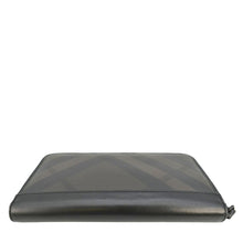 Load image into Gallery viewer, BURBERRY Check Canvas Zip Around Wallet Grey