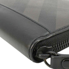 Load image into Gallery viewer, BURBERRY Check Canvas Zip Around Wallet Grey