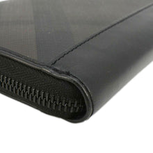 Load image into Gallery viewer, BURBERRY Check Canvas Zip Around Wallet Grey