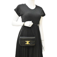 Load image into Gallery viewer, CELINE Triomphe Calfskin Leather Shoulder Bag Black